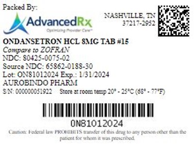 Ondansetron HCl 8mg Tab Qty 15 Ndc 80425 0075